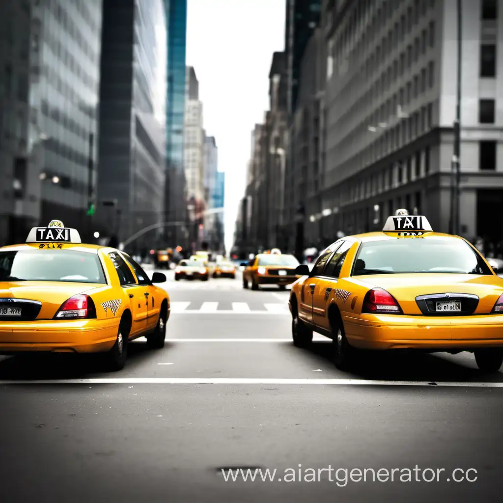 два автомобиля такси в городе