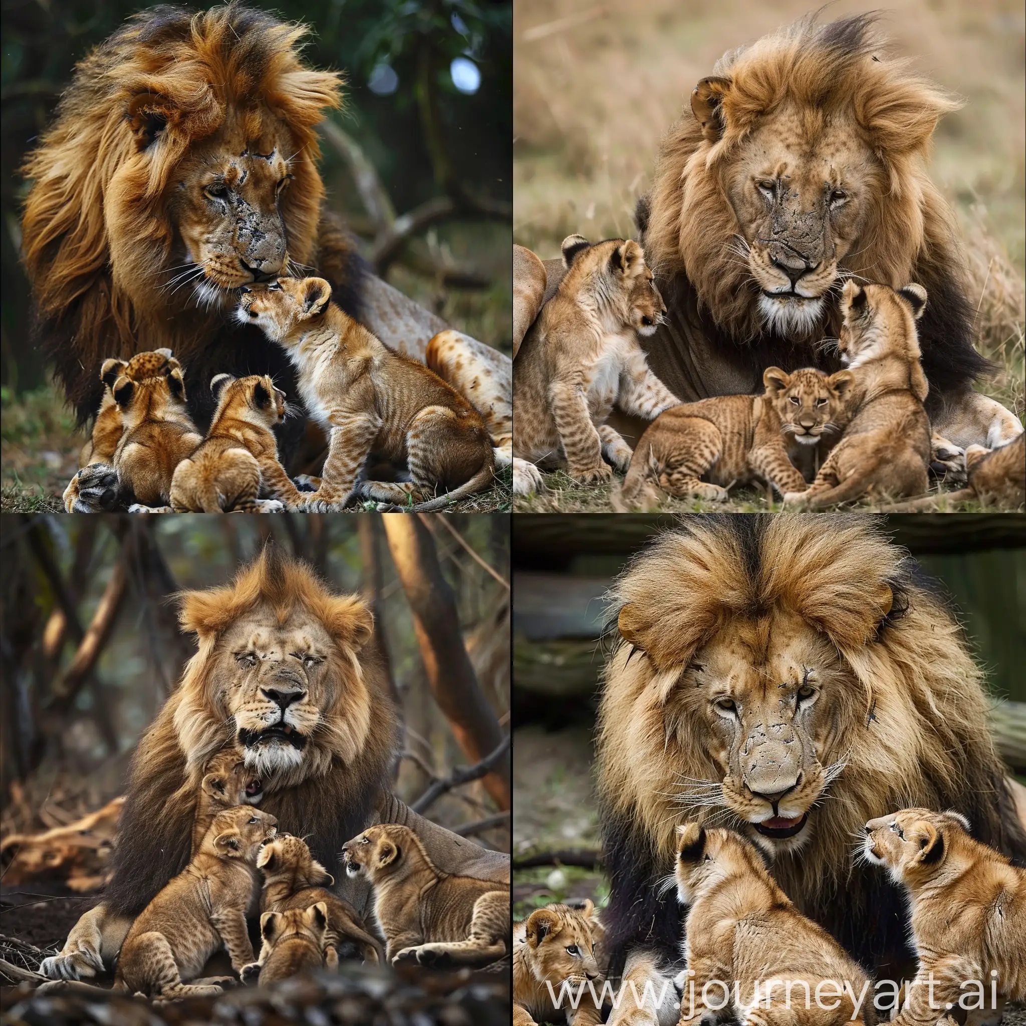Lioness-Engaging-in-Playful-Interaction-with-Her-Adorable-Cubs