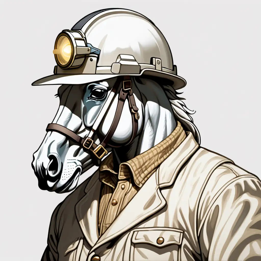 Miner Horse with White Helmet and Jacket