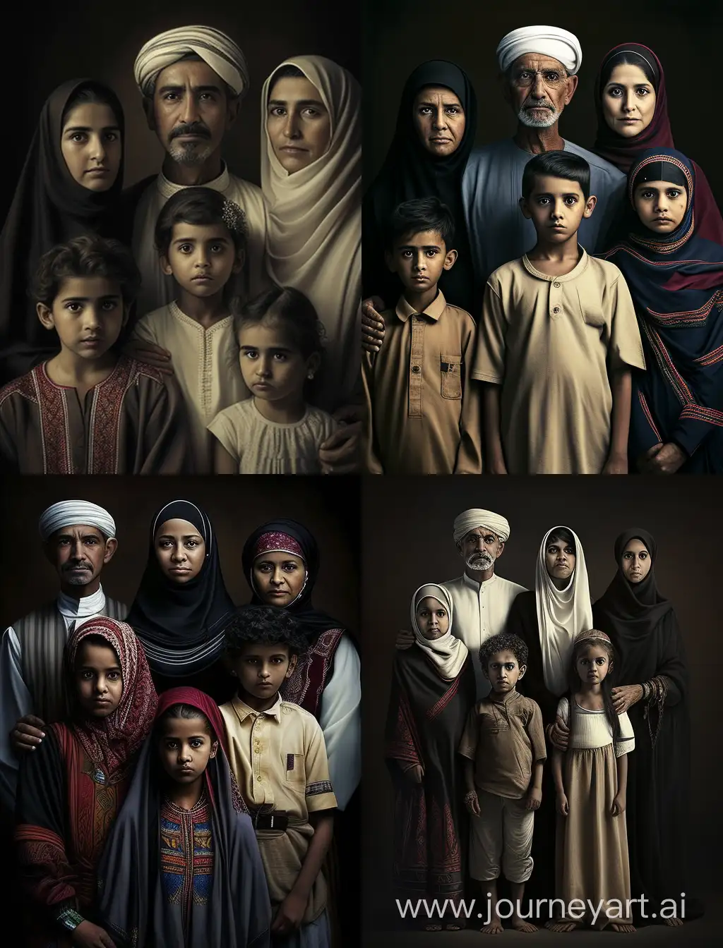 Omani-Family-with-Four-Children-Portrait