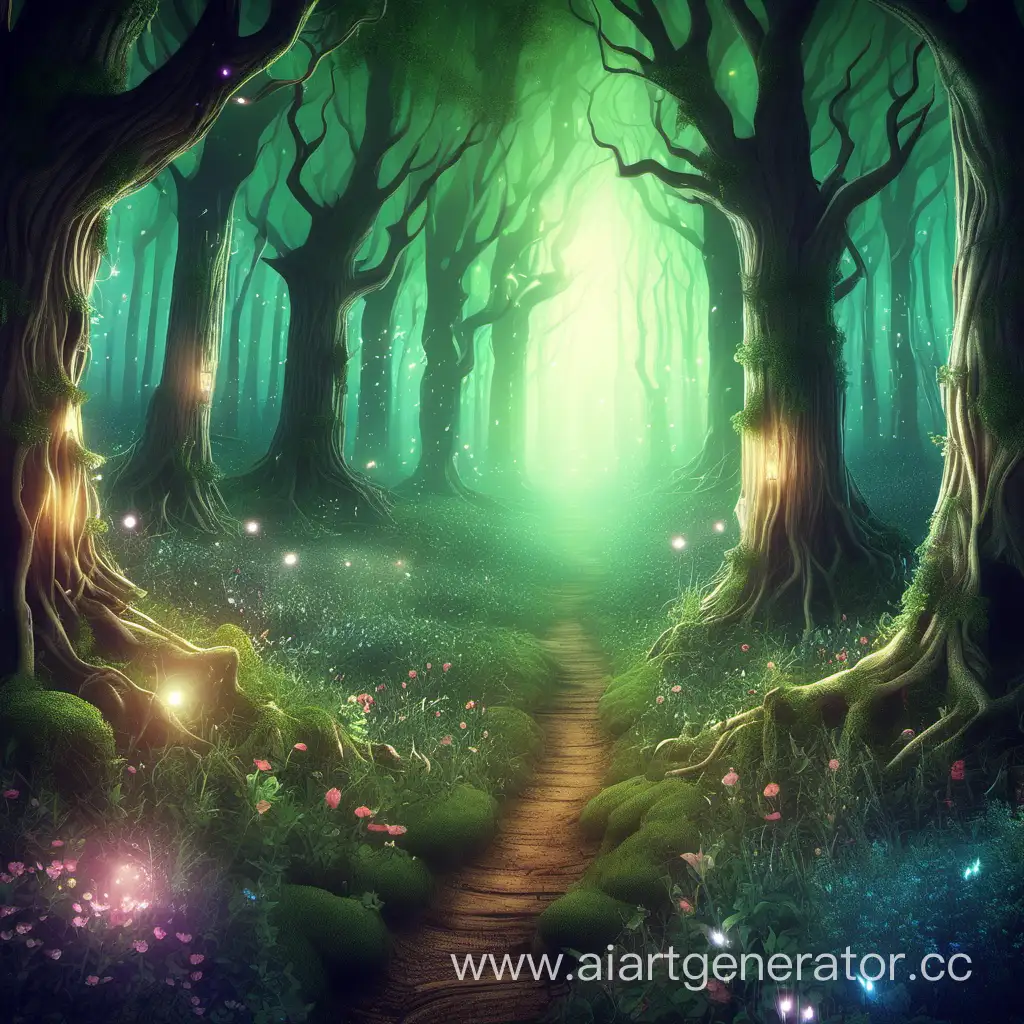 Enchanted-Forest-with-Mystical-Creatures-and-Glowing-Fauna