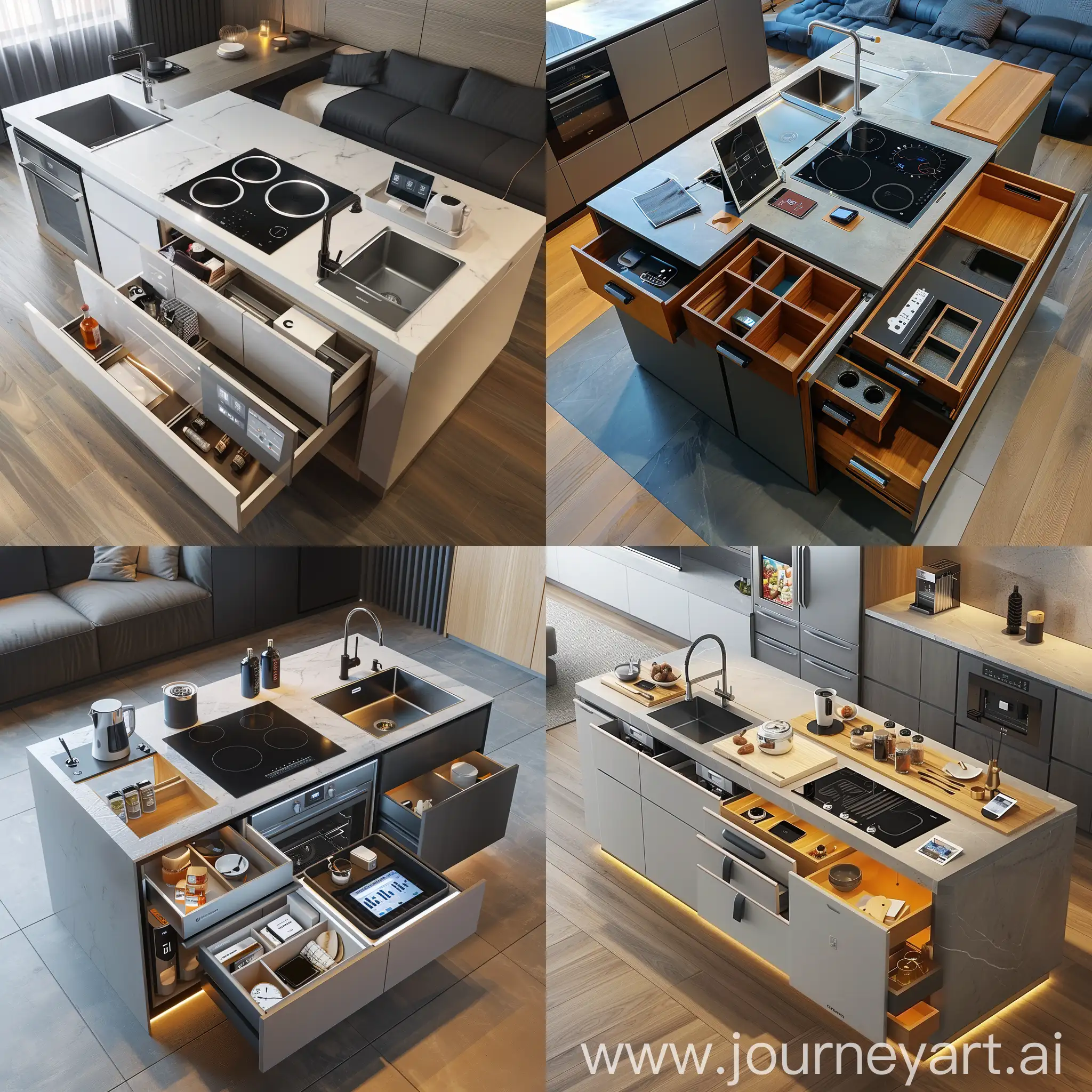 Modern-Mini-Island-Kitchen-Design-with-Hidden-Storage-and-Smart-Technologies