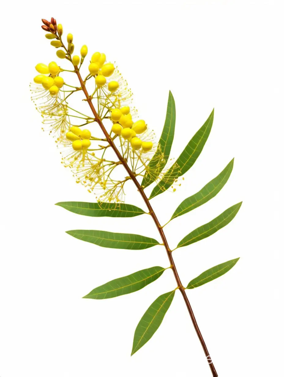 Vibrant-Botanical-Acacia-Flower-Blooming-on-Clean-White-Background