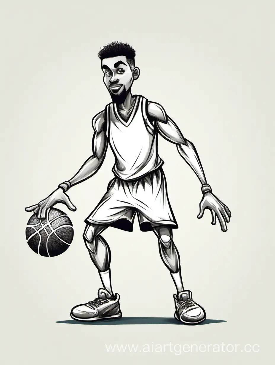 Нарисуй мультяшного баскетболиста с мячом