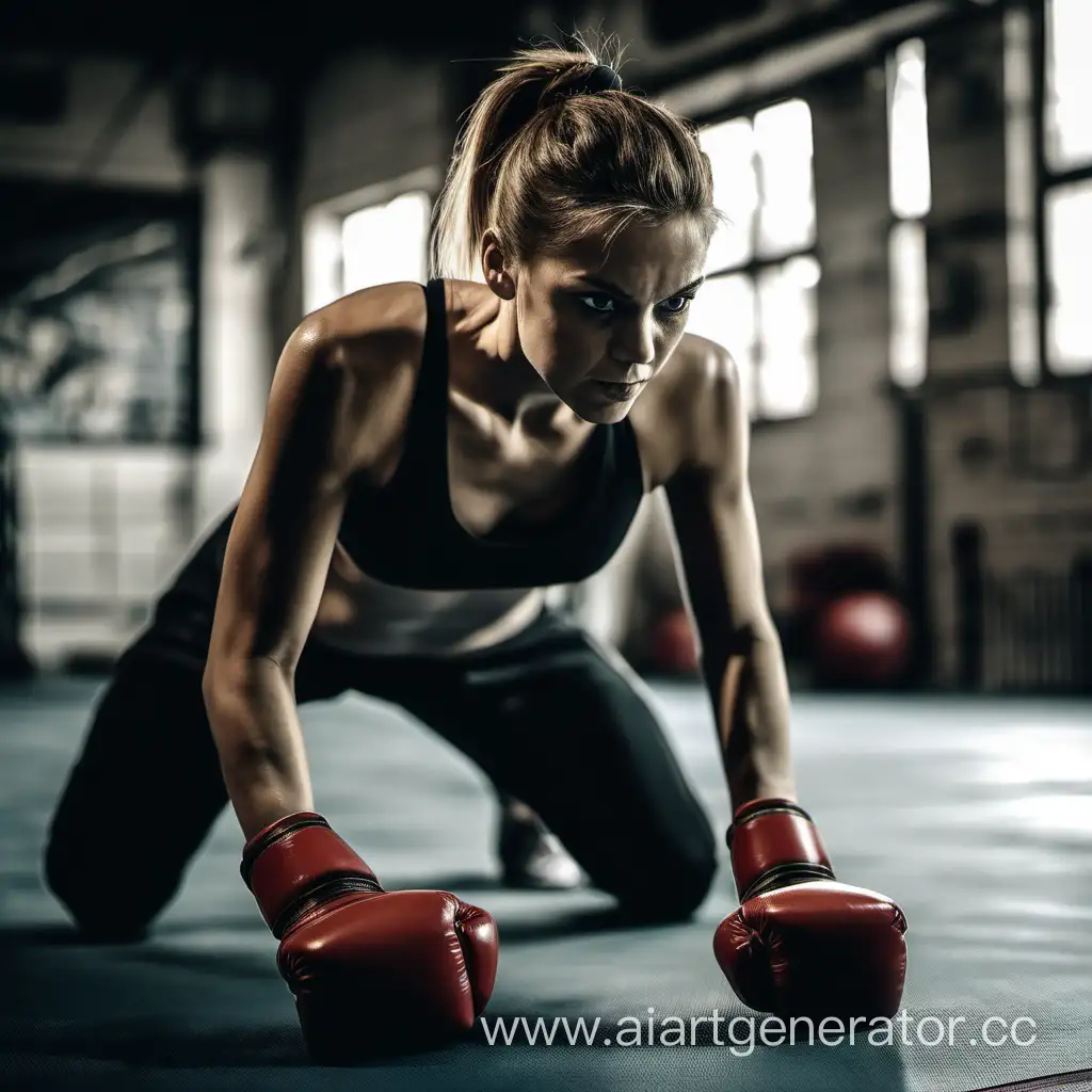 Girl-Boxer-Performing-PushUps-for-Strength-Training