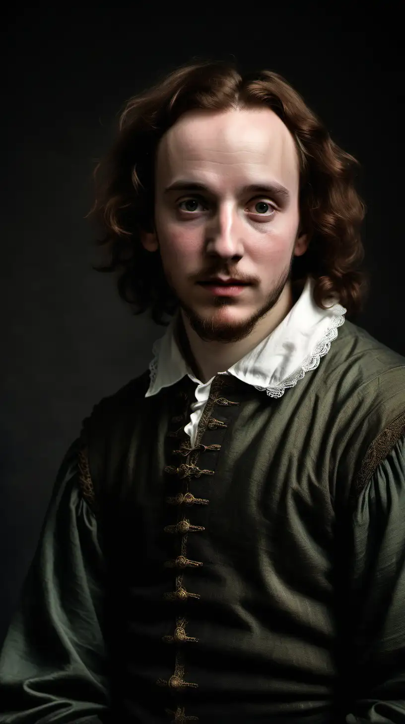 Young William Shakespeare Pondering Existence in a Melancholic Portrait