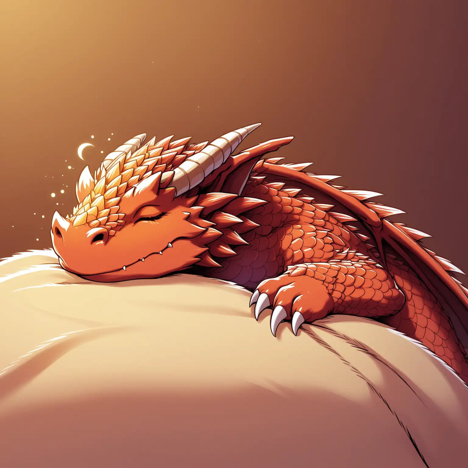 Majestic Dragon in Slumber Fantasy Art of a Serene DND Dragon Resting