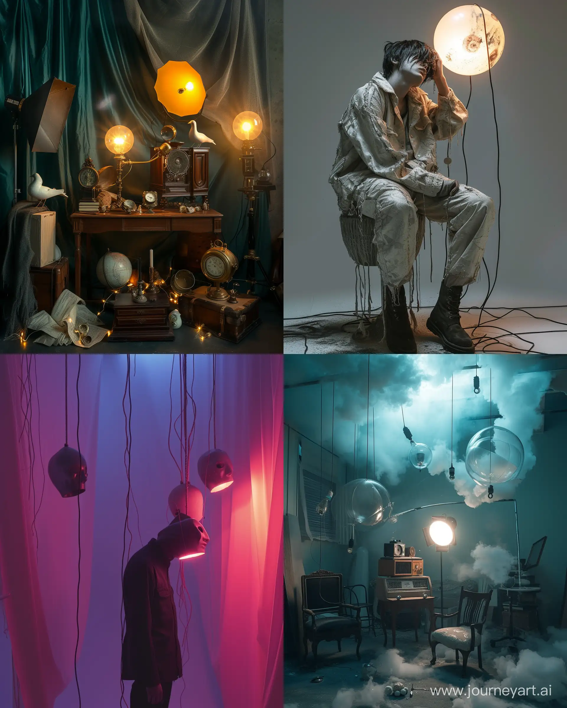 staged photography with surrealism objects and lighting --ar 4:5