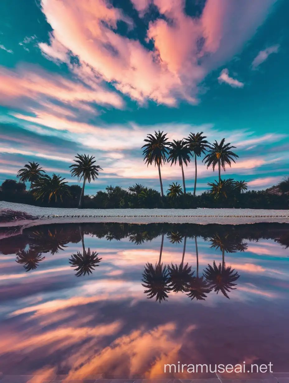 Tropical Paradise Vibrant Palm Trees against Azure Sky