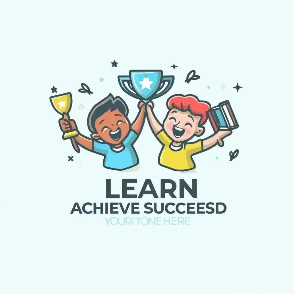 a logo design,with the text "Learn achieve succeed ", main symbol:children,Moderate,clear background