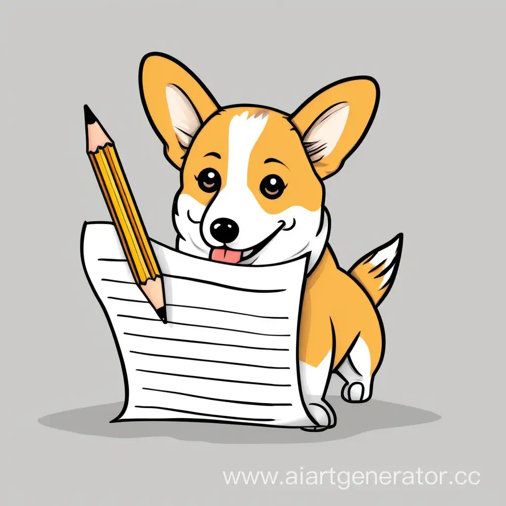Cute-Corgi-Student-Drawing-with-Pencil-and-Paper
