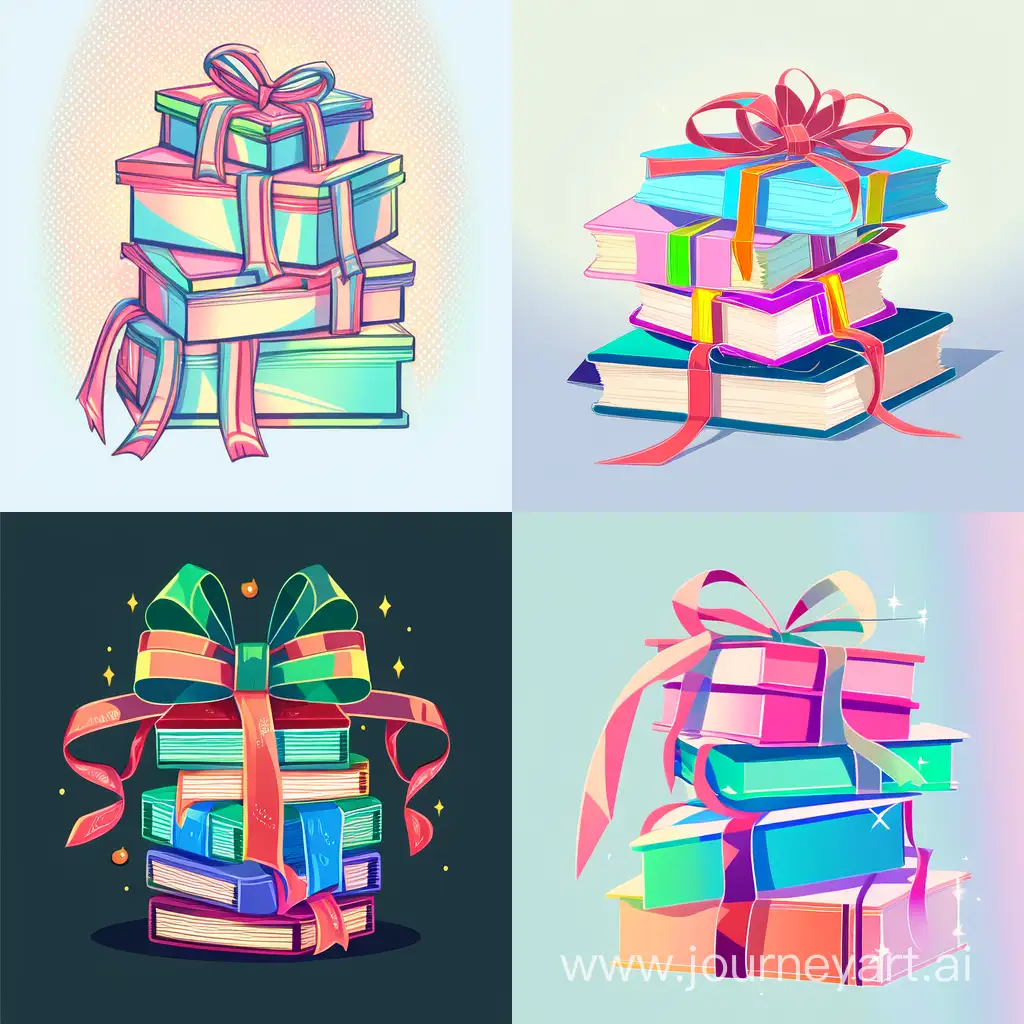 Colorful-Vector-Style-Book-Stack-Tied-with-Gift-Ribbon