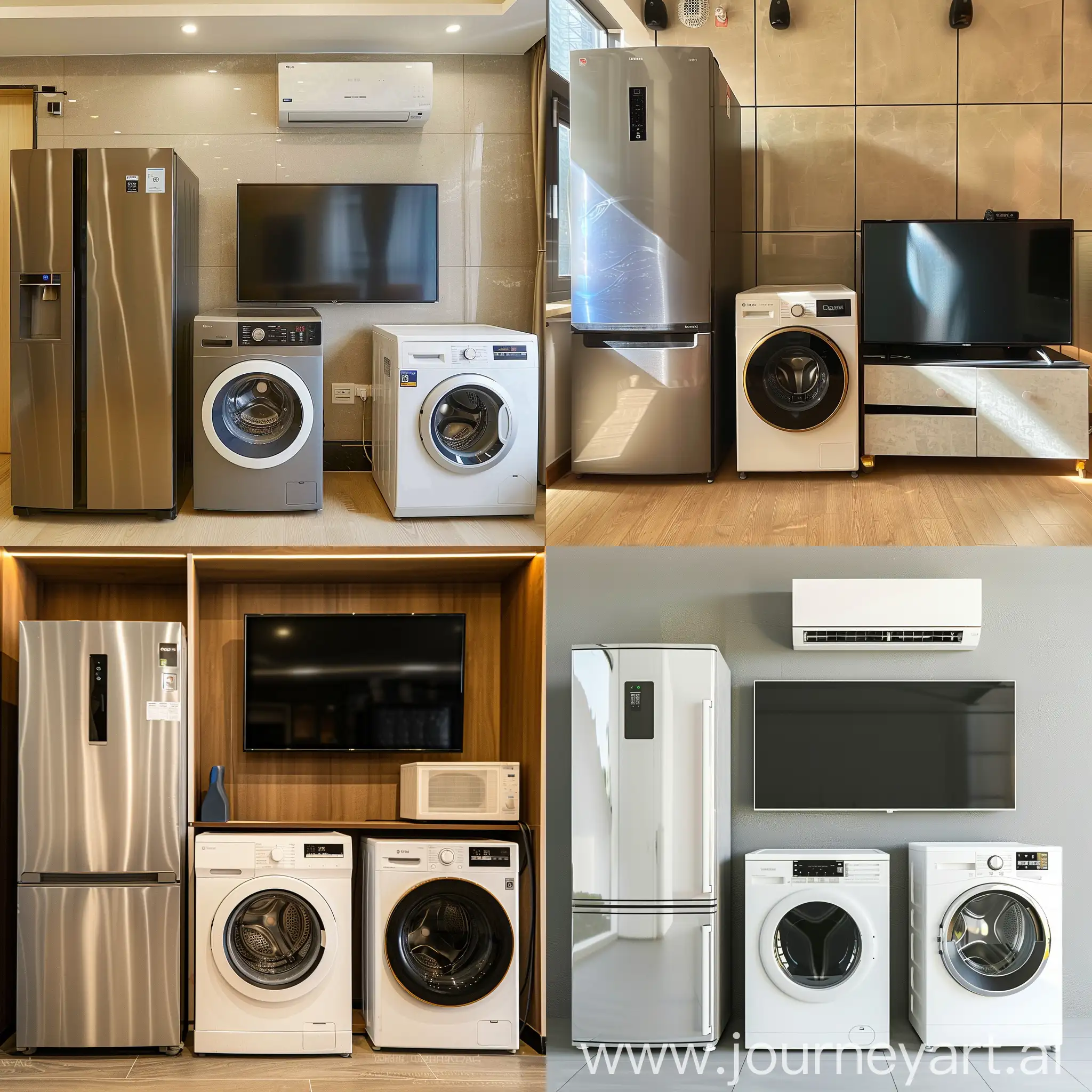 A combo of fridge, AC, TV, Washing machine