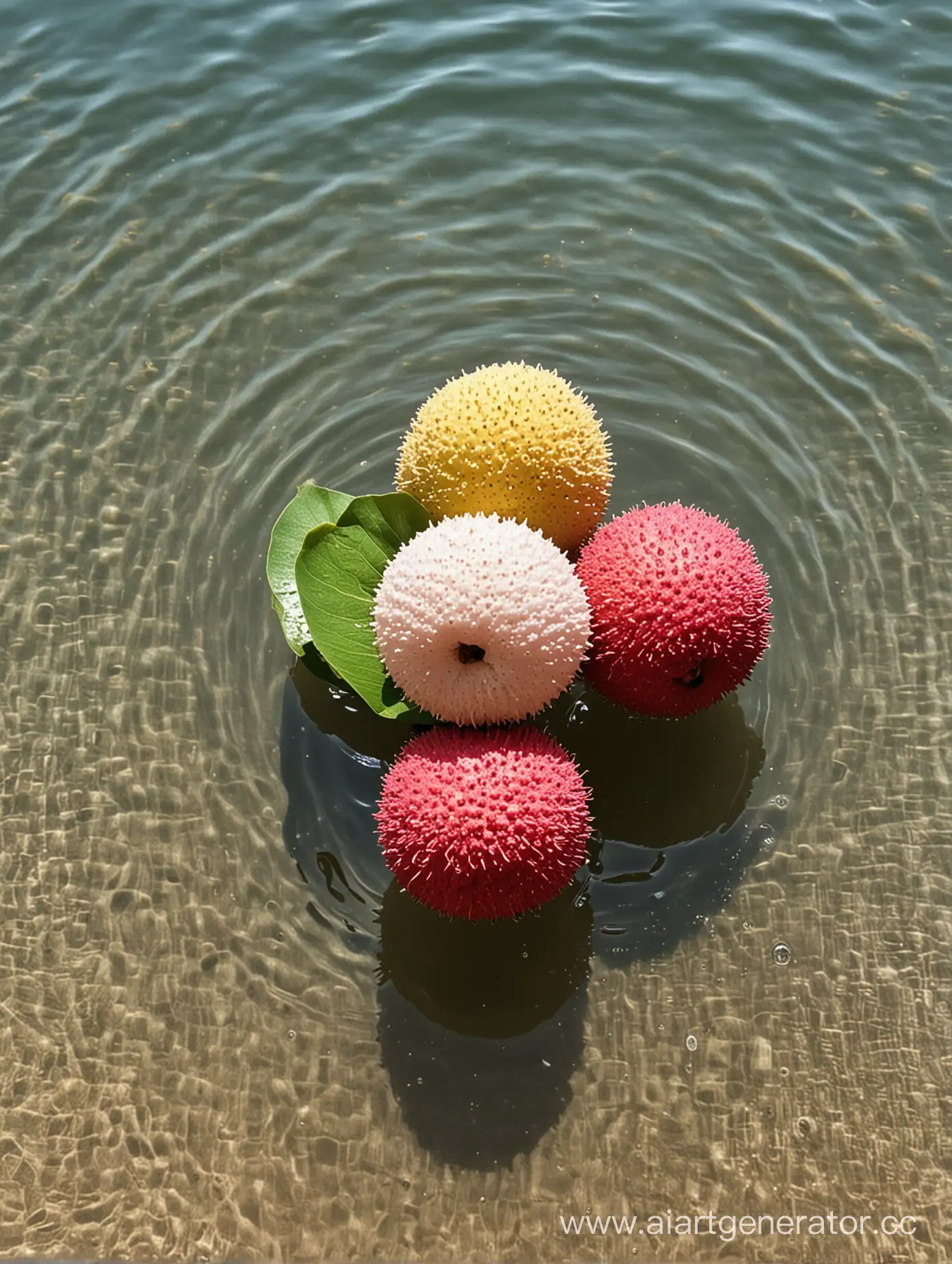 Fresh-Lychee-Floating-on-Rippling-Water-Surface