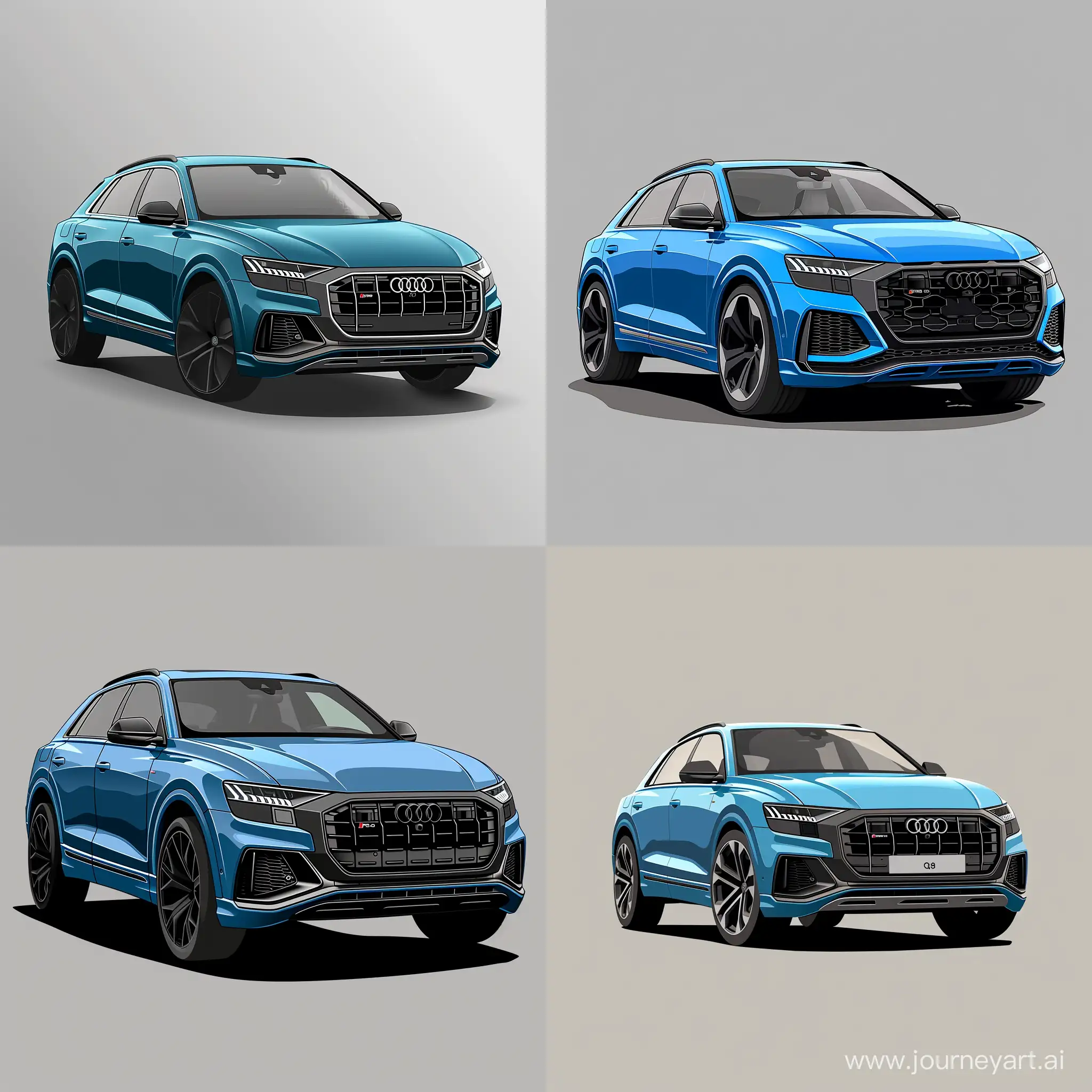Sleek-Blue-Audi-Q8-2023-2D-Illustration