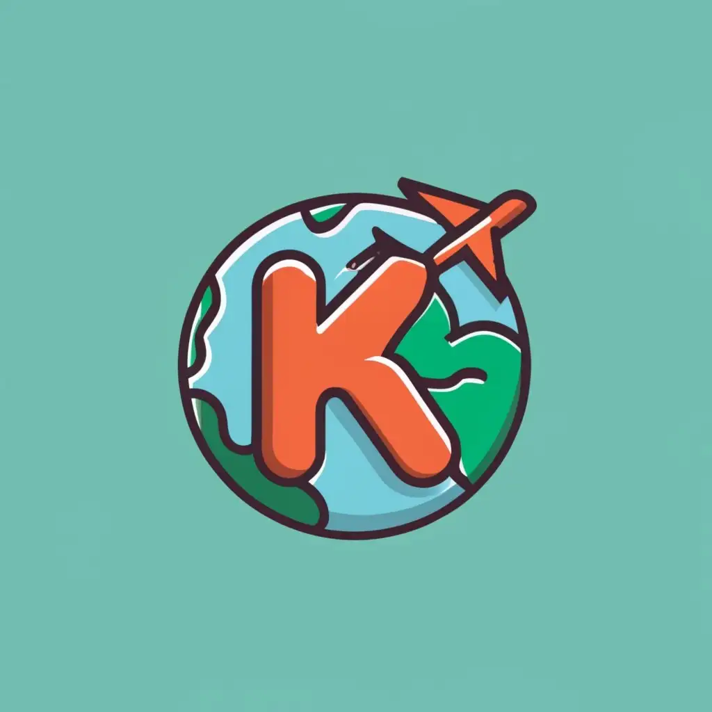 logo, Earth & plane, with the text "K", typography, be used in Retail industry