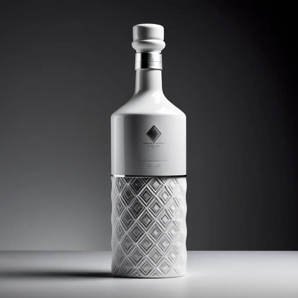 HighEnd Ceramic Liquor Bottle in Modern Silver and White Packaging