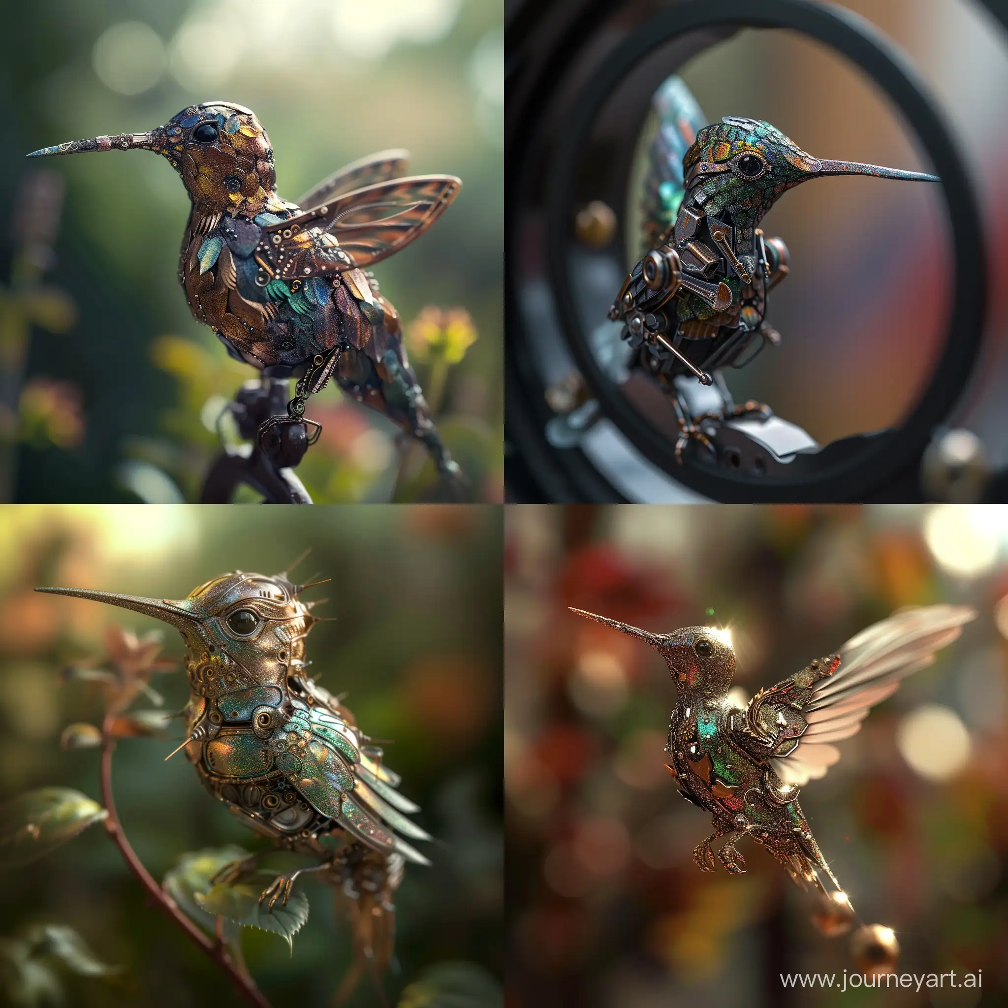 Macro-Portrait-of-Shimmering-Metallic-Hummingbird-in-Photorealistic-Detail
