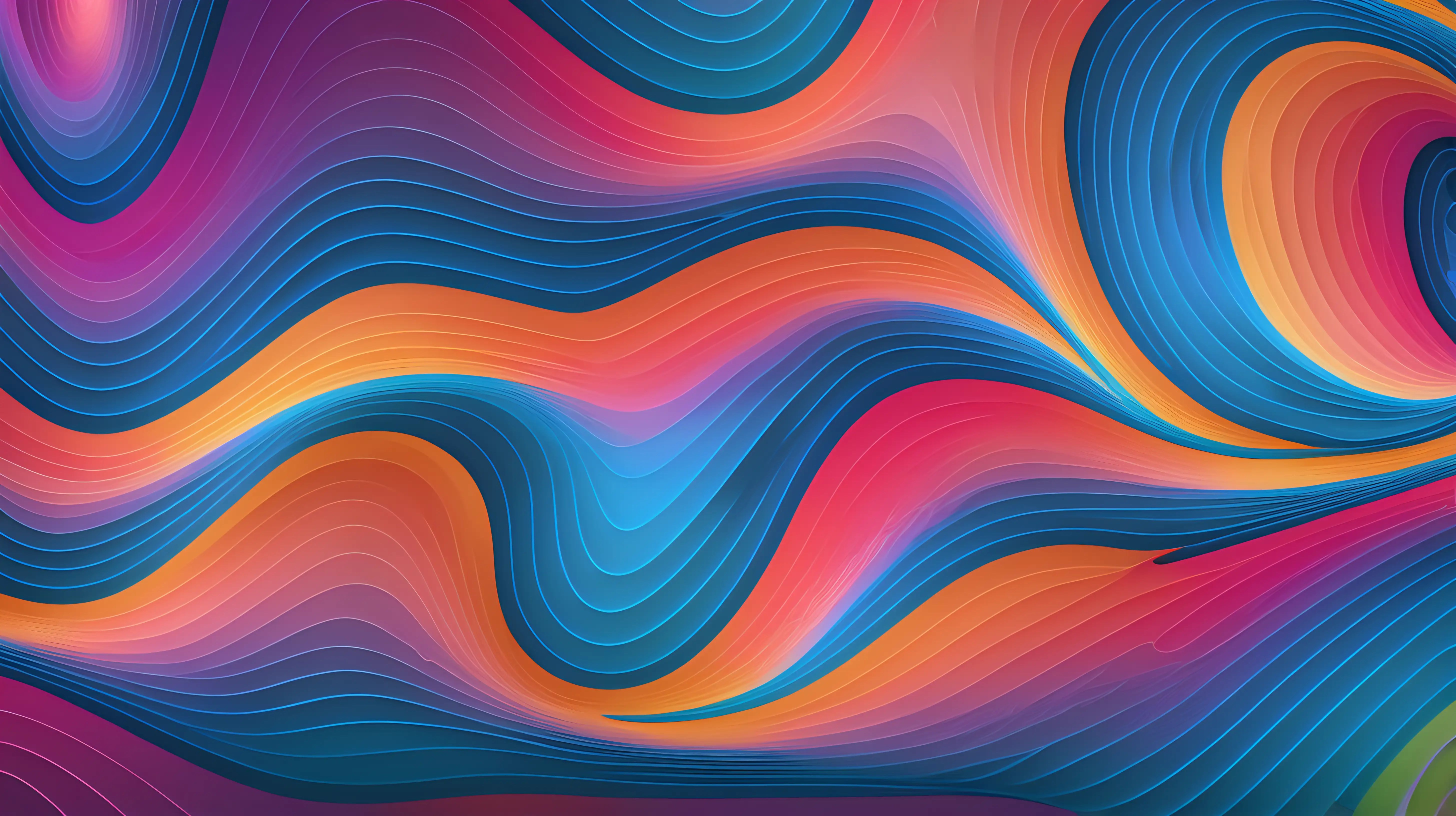 Multidimensional Waves of Color Illustrating Interwoven Dimensions