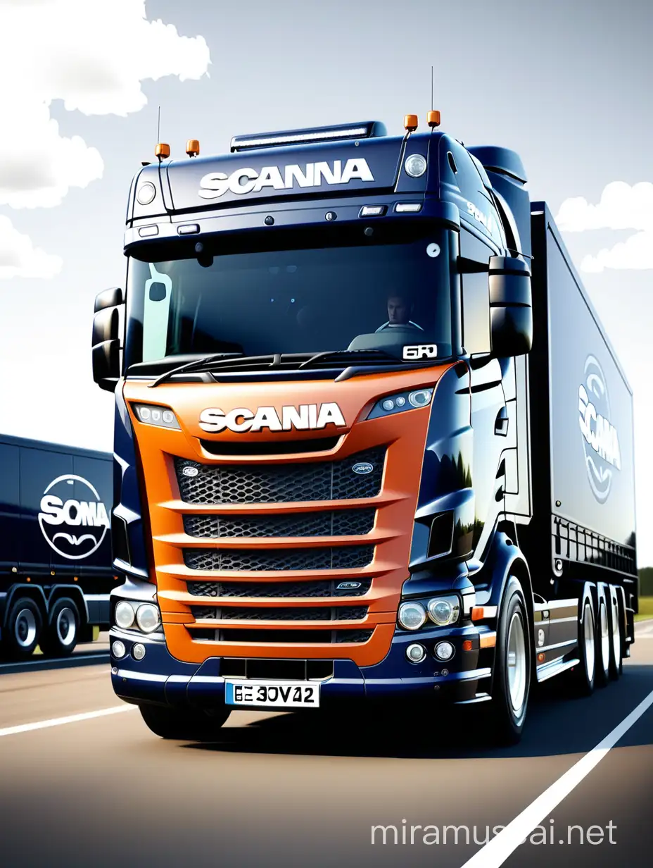 Scania Car Logo with Vehicle Silhouette