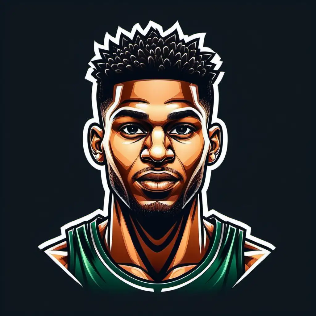 Cartoon Style Giannis Icon with Transparent Background and Black Stroke