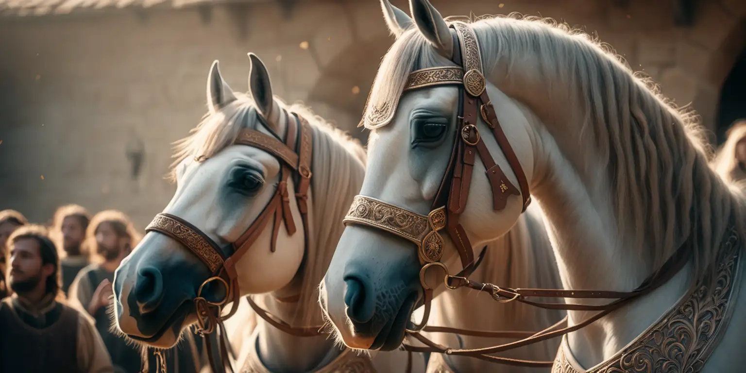 MedievalInspired Elegance Happy Horse Levade in Intricate Cinematic Style