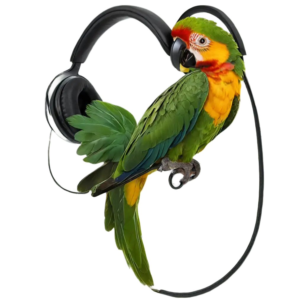 Vibrant-Parrot-with-Headphones-PNG-Image-Creative-and-HighQuality-Bird-Artwork