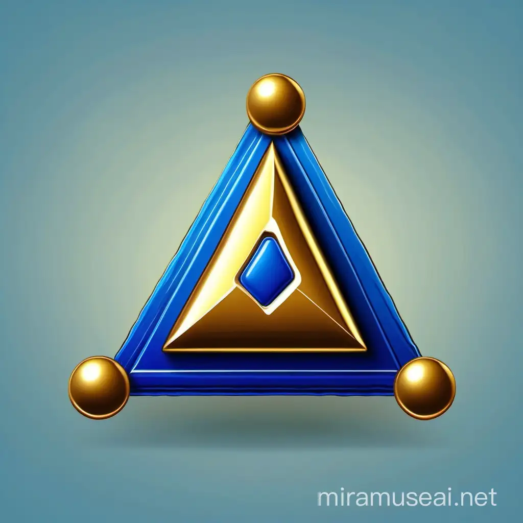 Vibrant Gold and Blue Cartoon Triangle Artwork