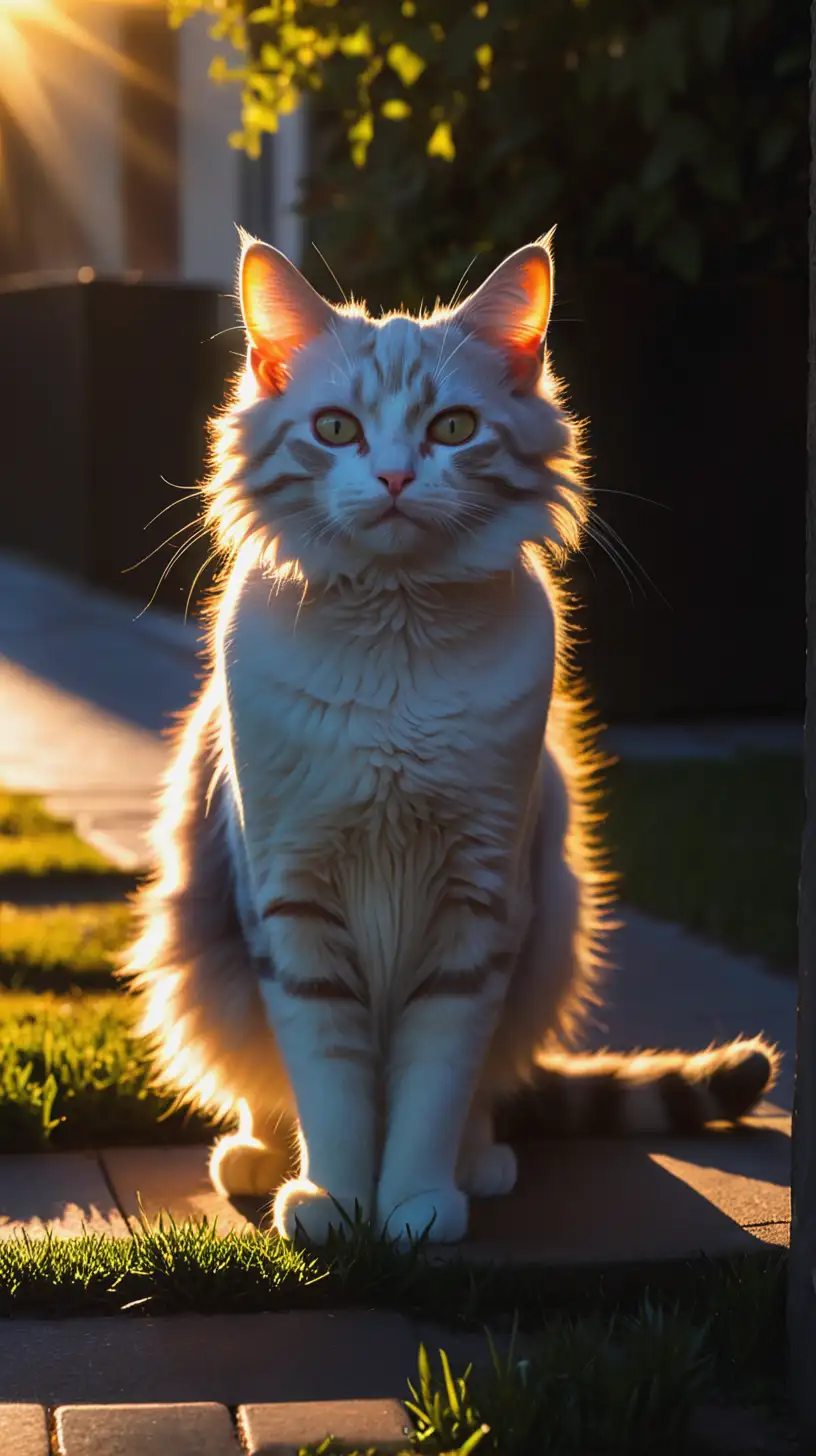 1. Кошка в утреннем свете (картинка: кошка, озарённая первыми лучами солнца).