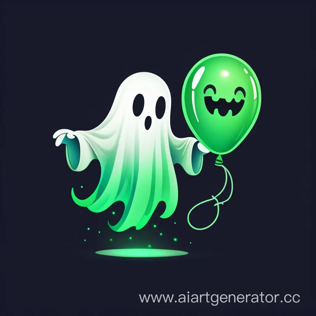Enchanting-Cartoon-Ghost-Balloon-Logo-with-Glowing-Green-Charm