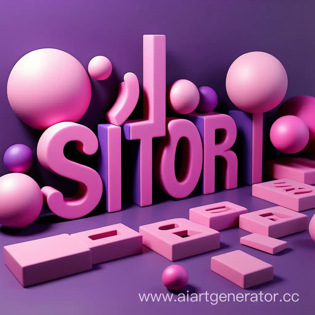 3D картинка со словом SISTORI в розово фиолетовых цветах