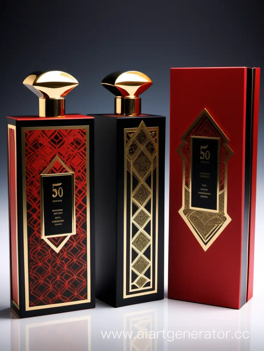Luxurious-Red-and-Black-Perfume-Packaging-Box-with-Gold-Decorative-Borders