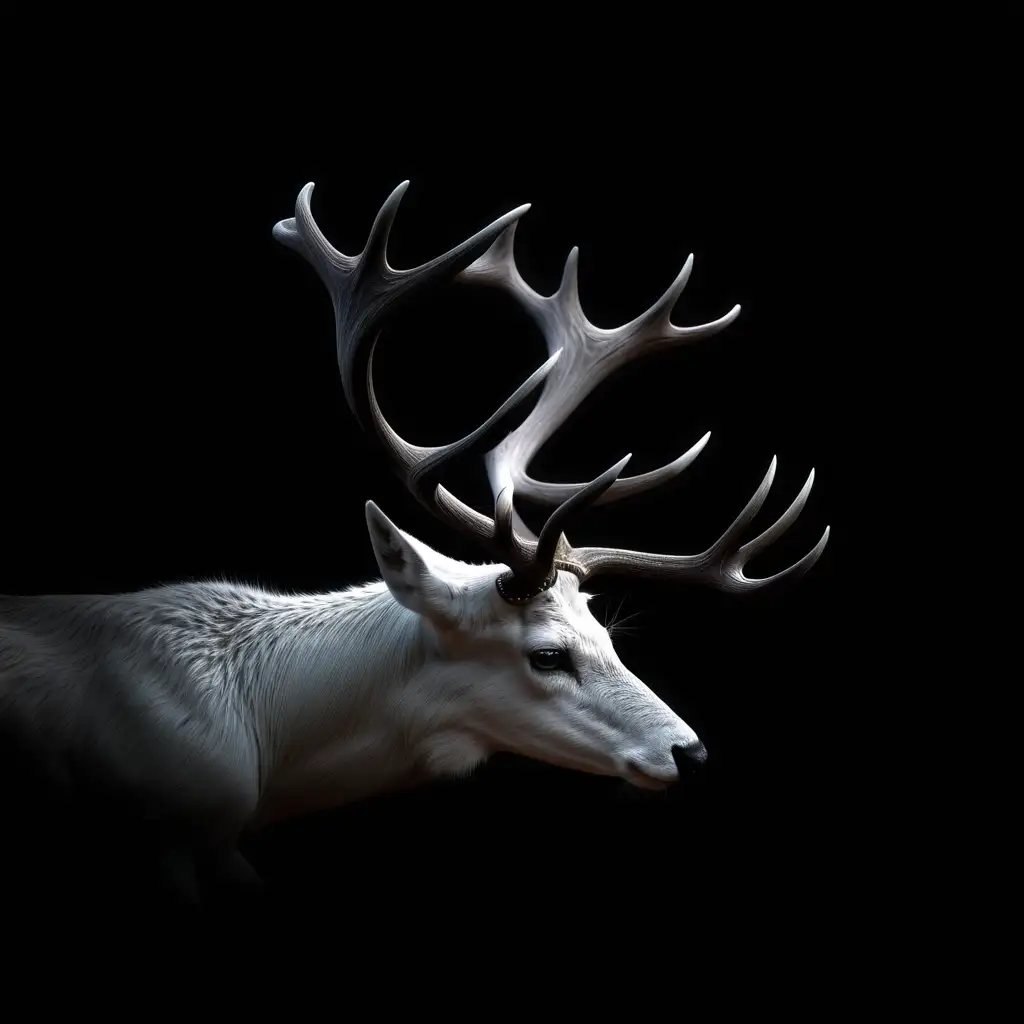 Realistic White Deer with Soulful Eyes