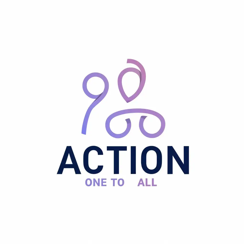 a logo design,with the text "ACTION", main symbol:ONE TO ALL,Minimalistic,clear background