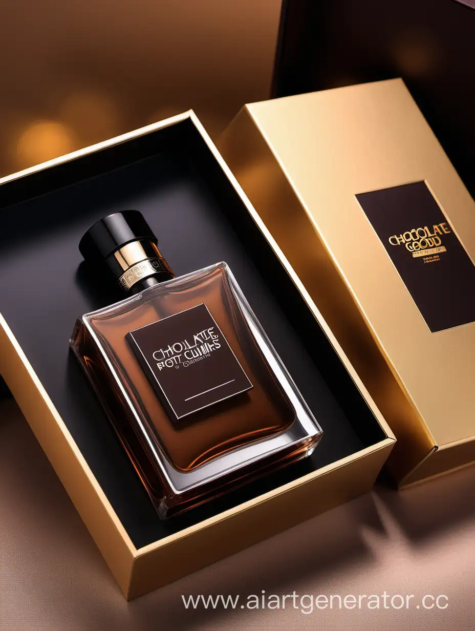 generate good photos of men's perfumes one box should be the largest, then descending and the last the smallest chocolate brown, black and golden