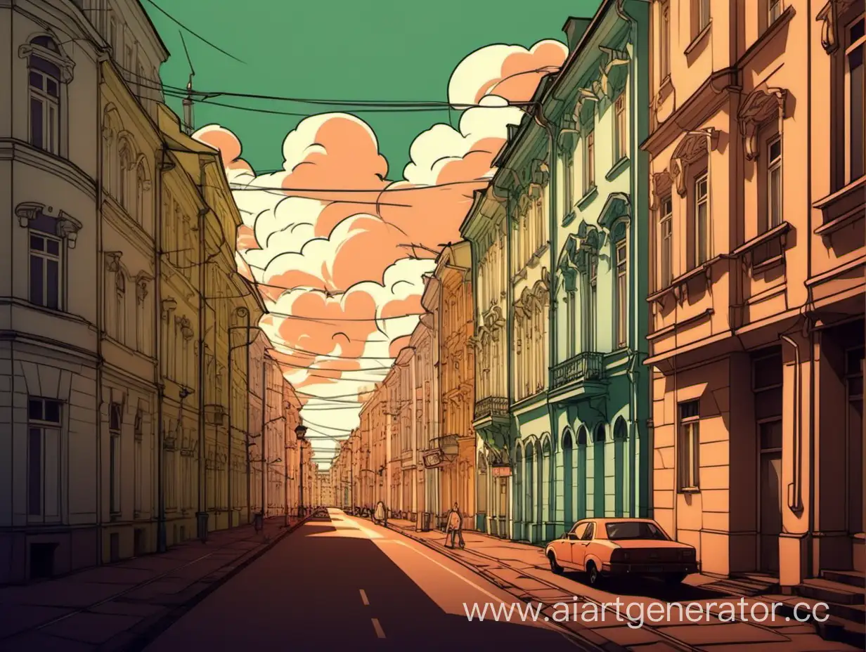 Санкт-Петербург, арт в стиле аниме старого, ретро, что-то уютное