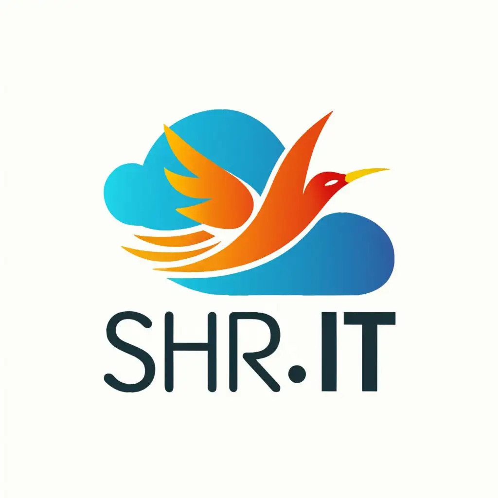 logo, Bird of paradise, Cloud, network, with text "SHR IT", with the text "SHR IT", typography, be used in Internet industry