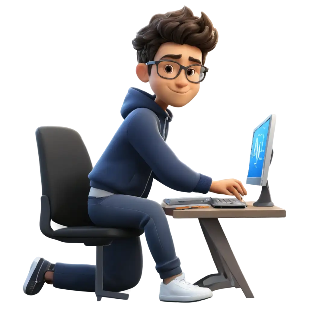 A web developer boy working on computer
