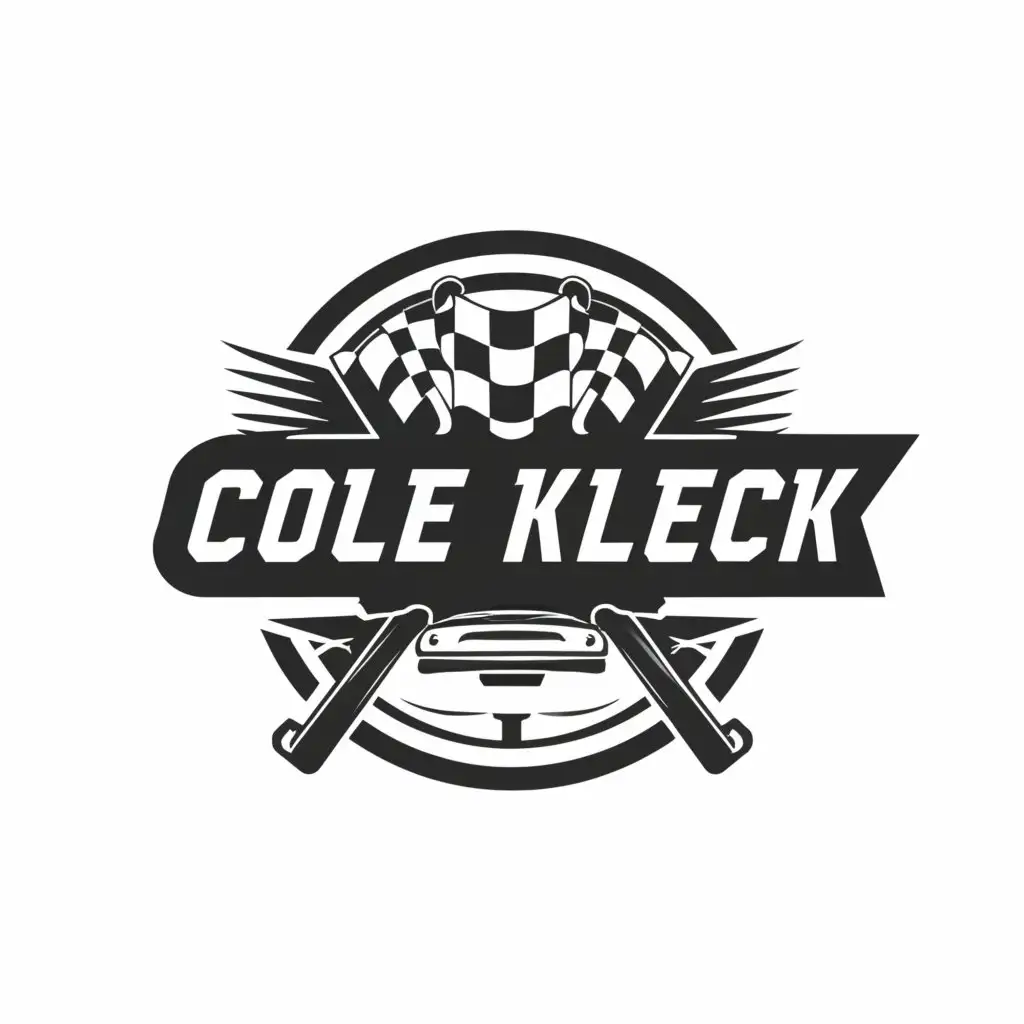 a logo design,with the text "Cole Kleck", main symbol:this  Sleek Car Racing  minimal text logo,Minimalistic,clear background