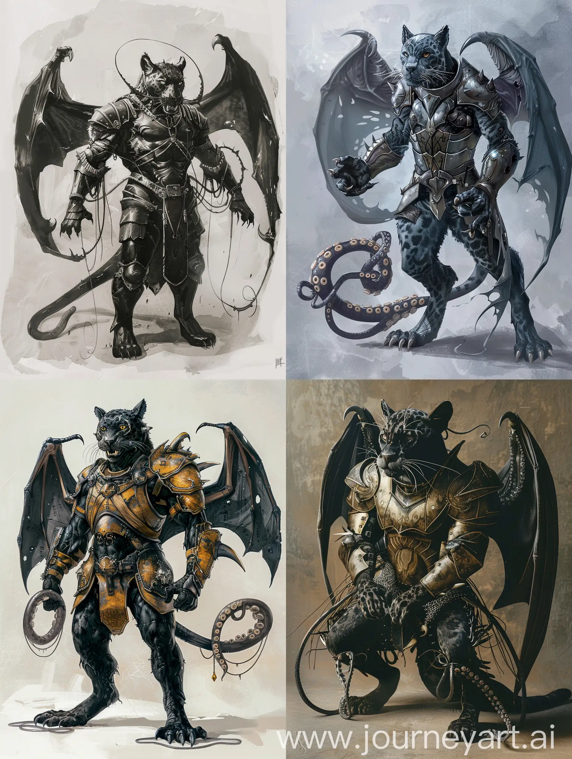 Mythical-Panther-Creature-with-Bat-Wings-and-Armor-Plates