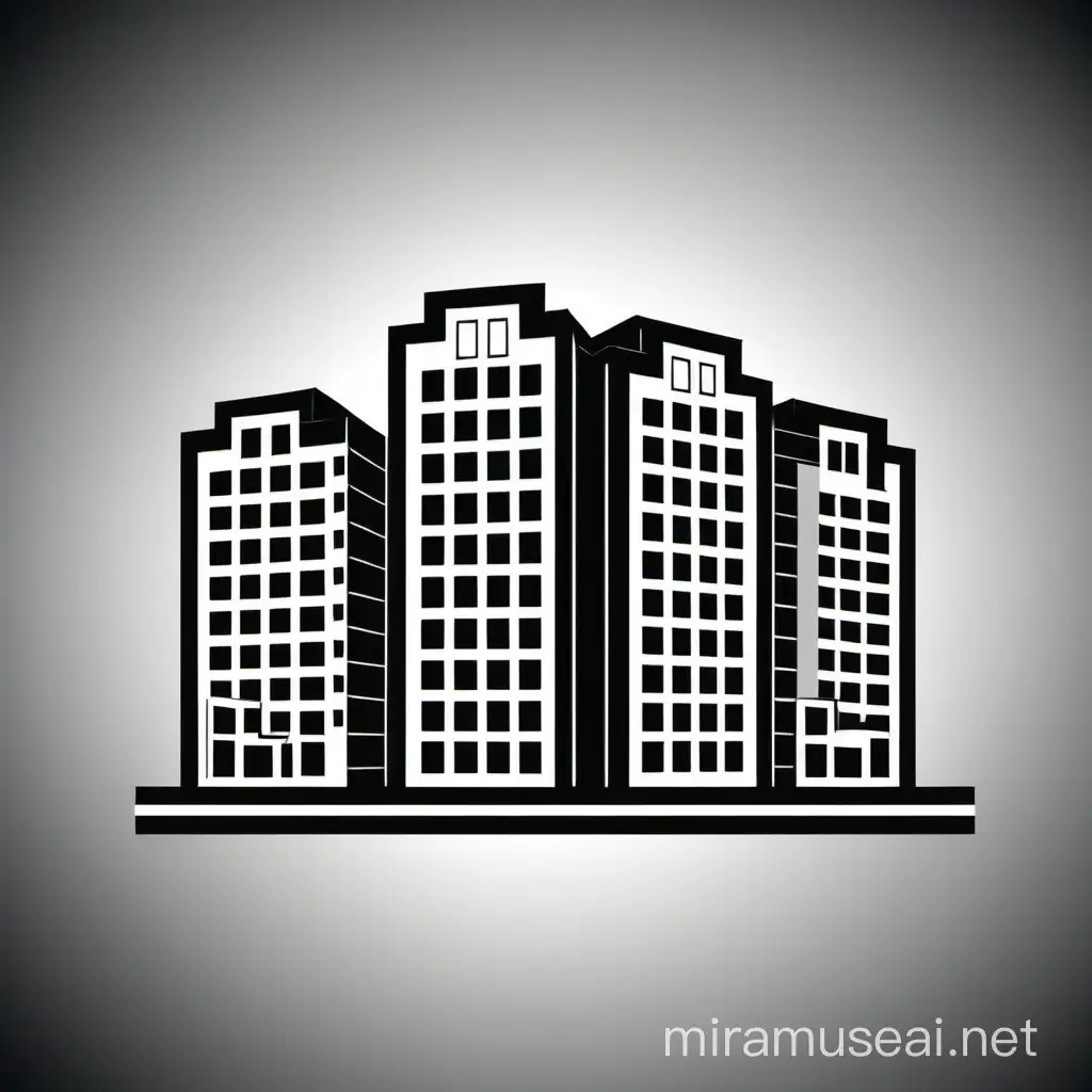 сделай простой логотип для сайта с недвижимостью  многоэтажки без букв и надписей
сделай в черном и белом цветах