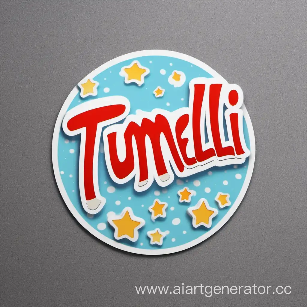 round 3D sticker with title "TUMELLI" without background 

