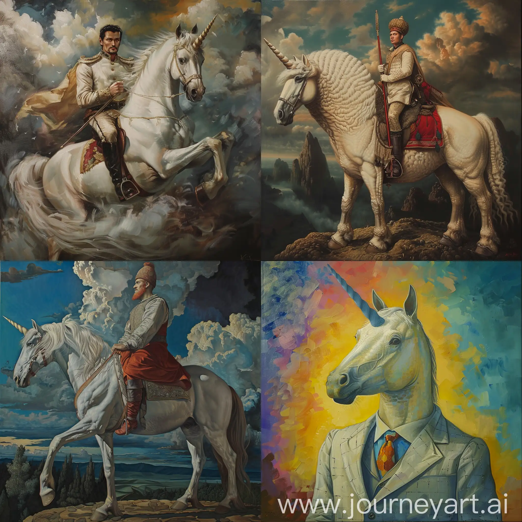 A startup becomes a unicorn thanks to a competent CEO who is kazakh, oil painting, renaissance style