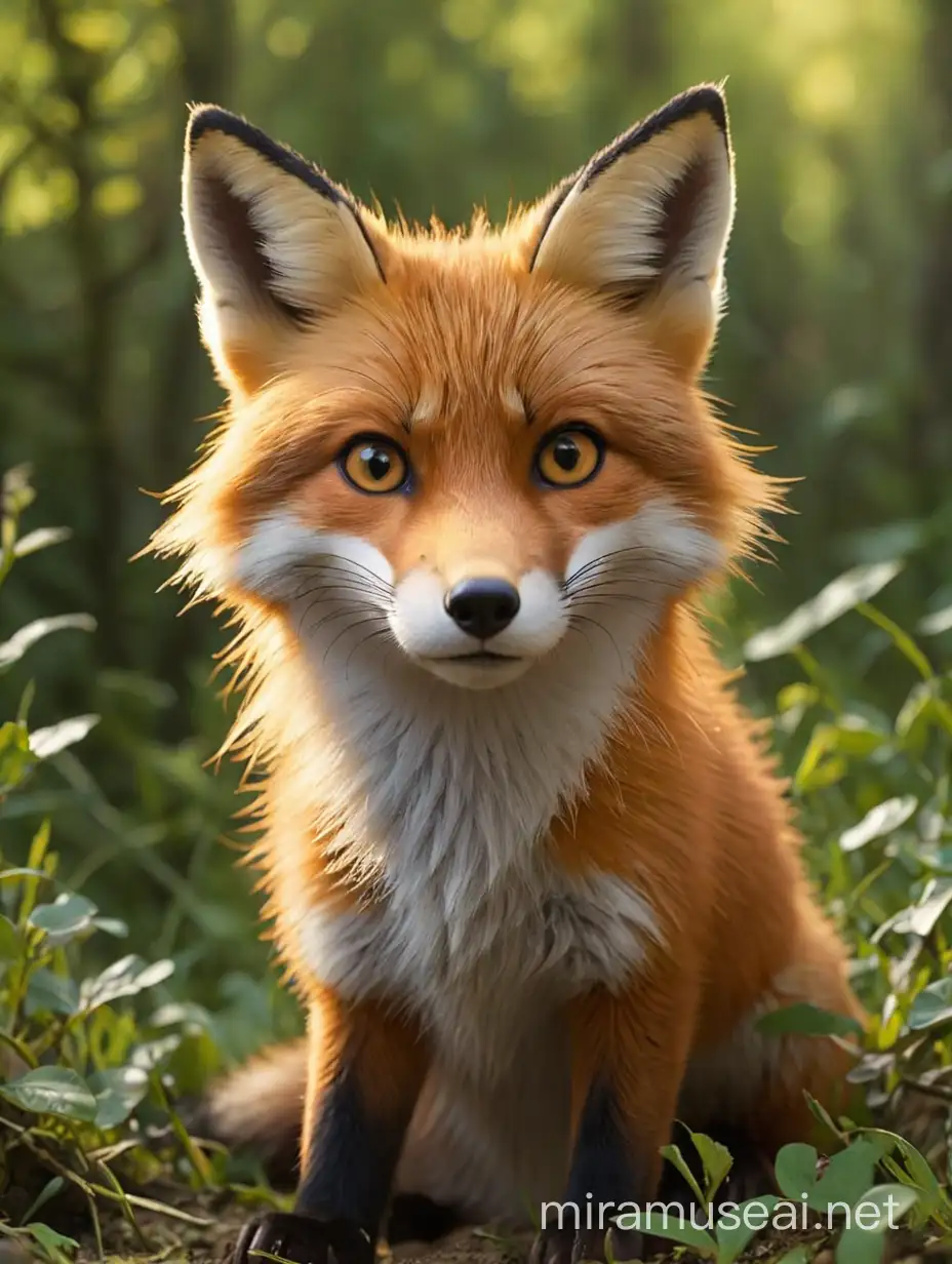Majestic Fox in Enchanted Forest Landscape