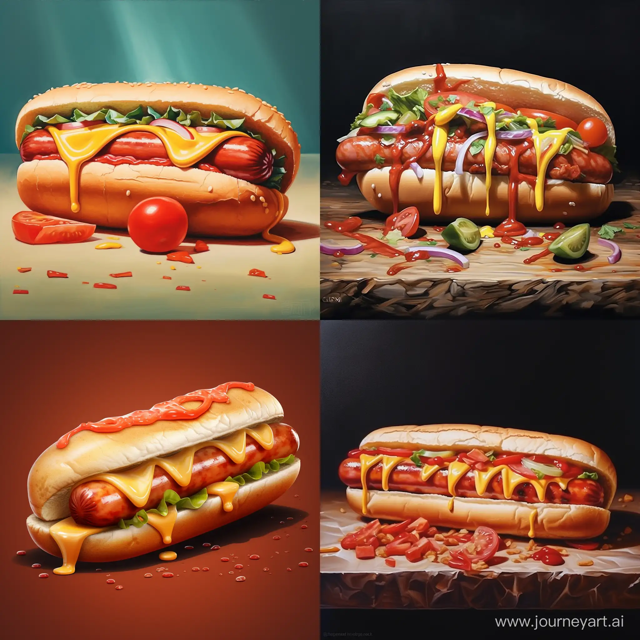 Sizzling-Hotdog-Delight-on-a-Vibrant-Background