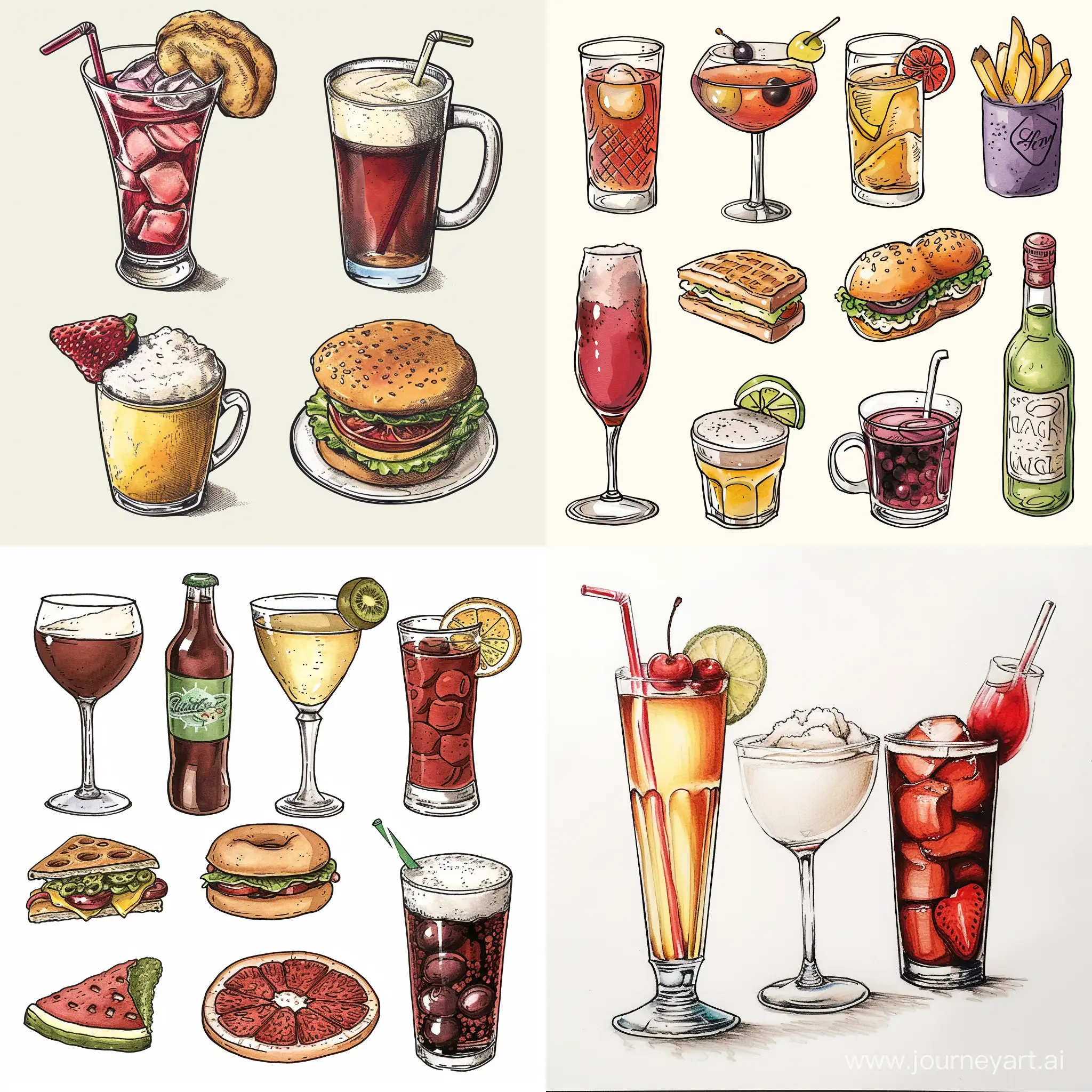draw food and beverages