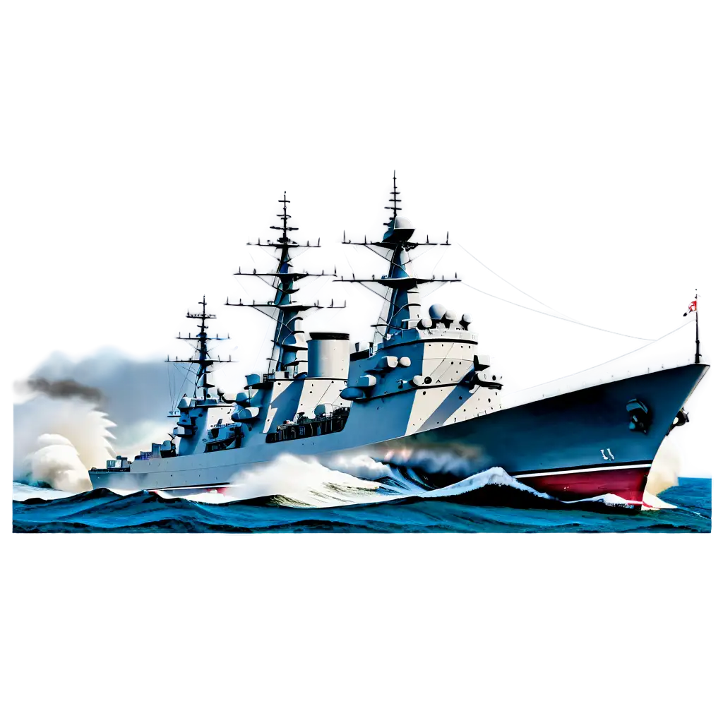 HighQuality-PNG-Image-Warship-Maneuvering-at-Flank-Speed-in-Rough-Sea