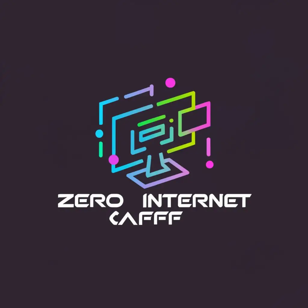 a logo design,with the text "ZERO Internet Cafe", main symbol:computer,complex,be used in Internet industry,clear background
