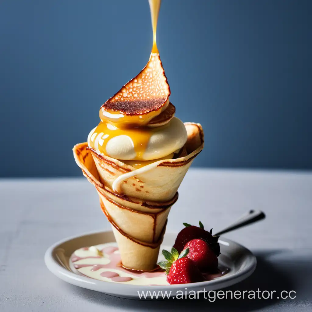 Delicious-Pancake-Cone-with-Crme-Brle-Dessert