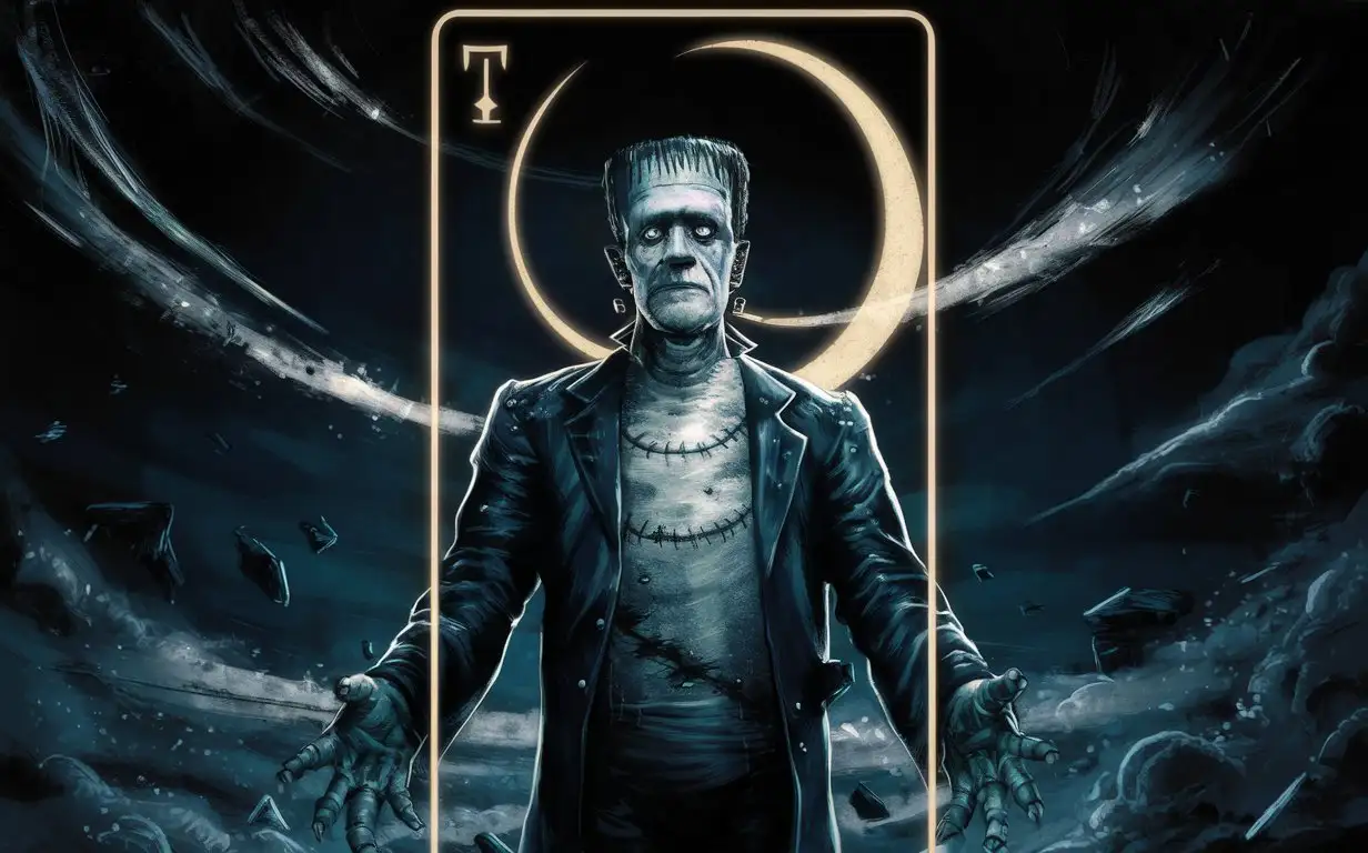 Ethereal Dark Celestial Tarot Card Frankenstein